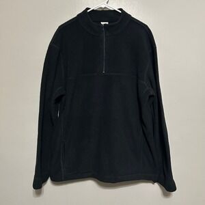 Open Trails Fleece Pullover Mens XL Black 1/4 Zip Mock Neck Pockets Minimalist